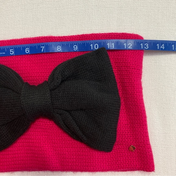 Kate Spade Gathered Bow Neckwarmer Wool Blend Sweetheart Pink Black Scarf - Picture 11 of 12